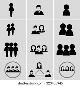 Vector illustration; people and teams icons set. Can be used in web and enterprise applications.