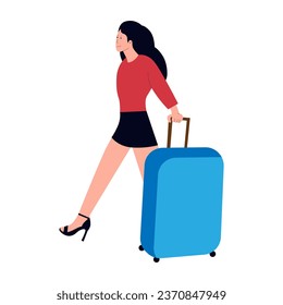 vector illustration of people traveling carrying suitcases