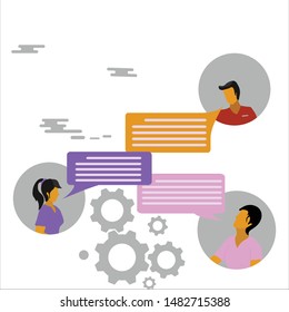 Vector illustration , People use smartphones for social media chat, Online chat, Chat via smartphone, instant message can use for, banner, homepage,template, ui,landing page.