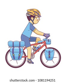 vector illustration of people is using his bike to travel
