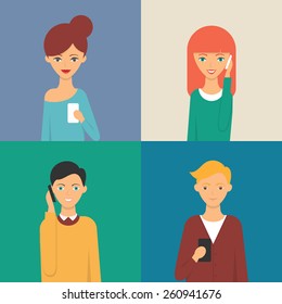 Vector illustration of people using smartphones