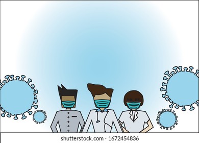 vector illustration people with vaccine for coronavirus 2019-nCoV. coronavirus medical vaccine syringe injection. treatment. stop corona virus. fight corona virus. defend from corona virus.