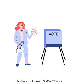 Ilustración vectorial - personas votando en USA. Concepto de diseño electoral. Se puede utilizar para el Anuncio, cartel, volante.