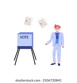 Ilustración vectorial - personas votando en USA. Concepto de diseño electoral. Se puede utilizar para el Anuncio, cartel, volante.