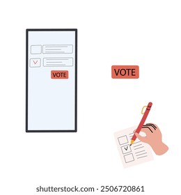 Ilustración vectorial - personas votando en USA. Concepto de diseño electoral. Se puede utilizar para el Anuncio, cartel, volante.