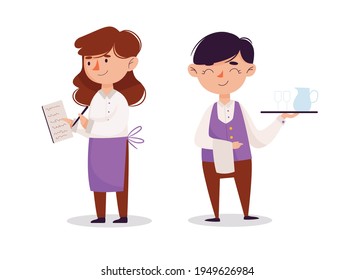 Vector Illustration People Waiter Profession Young Stock Vector ...