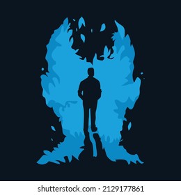 Vector illustration of people walking in mind