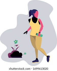 vector illustration people walking, running women