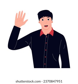 vector illustration of people waving, saying hello