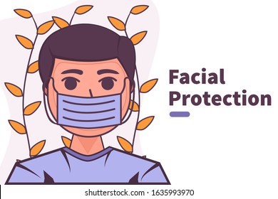 vector illustration people wear facial mask to avoid coronavirus. facial protection sign. corona virus avoid. novel coronavirus 2019-nCoV. people wear medical face mask. coronavirus quarantine.