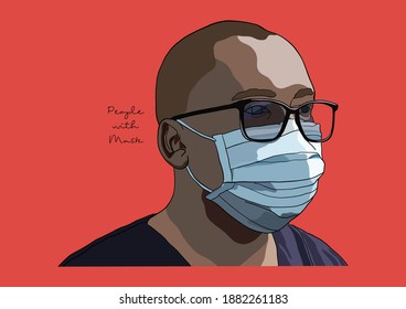 Vector Illustration of People wearing Surgical Mask, Face Mask, Medical Mask