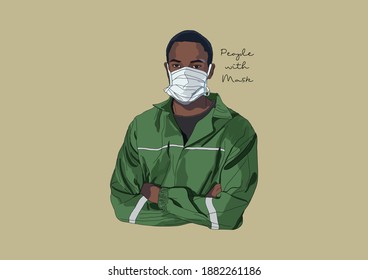 Vector Illustration of People wearing Surgical Mask, Face Mask, Medical Mask