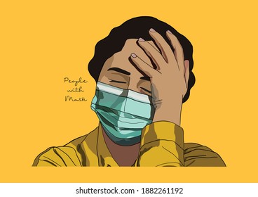 Vector Illustration of People wearing Surgical Mask, Face Mask, Medical Mask