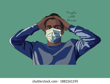 Vector Illustration of People wearing Surgical Mask, Face Mask, Medical Mask