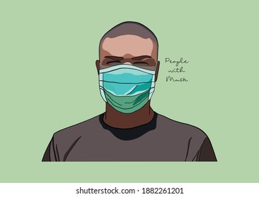 Vector Illustration of People wearing Surgical Mask, Face Mask, Medical Mask