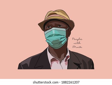 Vector Illustration of People wearing Surgical Mask, Face Mask, Medical Mask