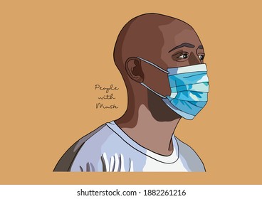 Vector Illustration of People wearing Surgical Mask, Face Mask, Medical Mask