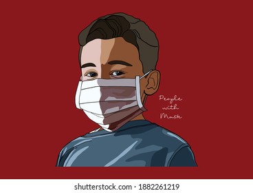 Vector Illustration of People wearing Surgical Mask, Face Mask, Medical Mask