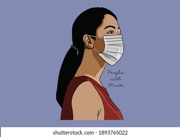 Vector Illustration of People wearing Surgical Mask, Face Mask, Medical Mask