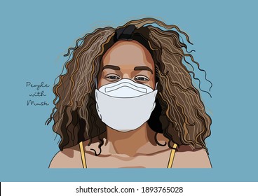 Vector Illustration of People wearing Surgical Mask, Face Mask, Medical Mask