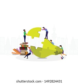 Vector illustration, people who solve light bulbs, business concepts, People connecting​.    
