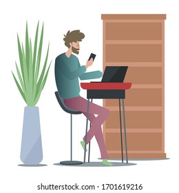 vector illustration of people work with laptop with cartoon style