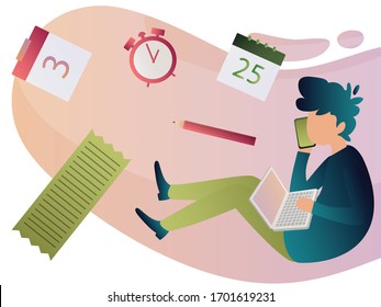 vector illustration of people work with laptop with cartoon style