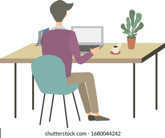 Ilustración vectorial de las personas que trabajan en el escritorio. 