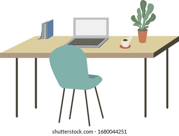 Vector illustration of people working at desk. 