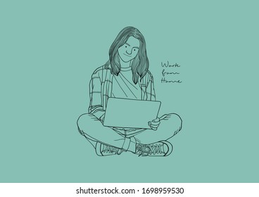 Vector Illustration of People Working From Home during COVID-19 pandemic, Social Distancing, Stay Home, Stay Safe