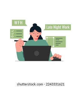 Vector illustration people working remotely
