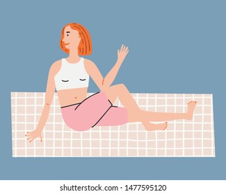 Vector illustration with people in yoga position and meditate. Cute illustration of people doing exercise. Lifestyle infographics, mental and physical benefits of practice.