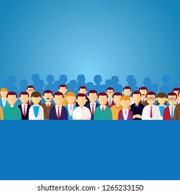 Vector illustration of people's crowd, icon avatar character of businessman and businesswoman