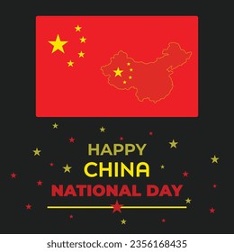Vector illustration of People's republic of China national day, flag, greeting card and banner design 