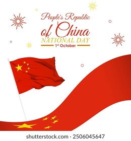 Vector illustration of People's Republic of China National Day social media feed template