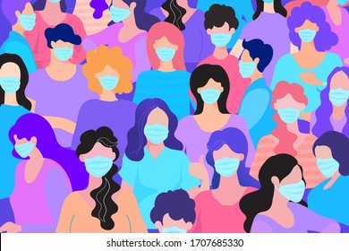 Vector illustration peoples wearing medical mask, Novel coronavirus (2019-nCoV), Concept of coronavirus quarantine.