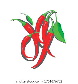 
Vector illustration, pepper, red pepper, isolated on white background