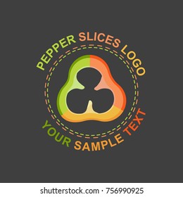 Vector illustration of the pepper slices. Peppers round logo.