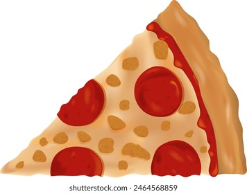 Vector illustration of a pepperoni pizza slice