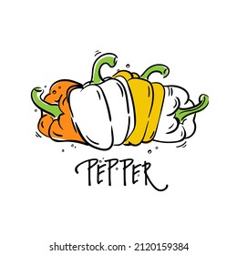  ilustración vectorial de pimientos en doodle y estilo dibujado a mano