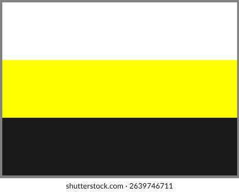 Vector illustration of Perak flag, three horizontal stripes of equal width: white at the top, yellow in the middle, and black at the bottom. 