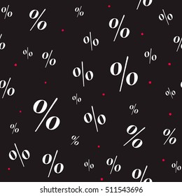 Vector illustration of percent seamless pattern. Discount endless background for Black Friday design, business project