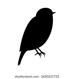 Vector illustration of a perched bird silhouette isolated on white background.