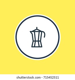 Vector Illustration Of Percolator Outline. Beautiful Coffee Element Also Can Be Used As Coffeemaker Element.