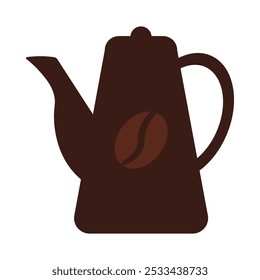 Ilustración vectorial de una olla de percolador para hacer café en estilo de dibujos animados sólidos. Evento de temática cafetera, un elemento de menú de cafetería, un anuncio de cafetería, un post de blog relacionado con el café. Equipamiento para Barista