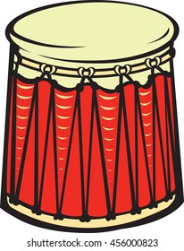 Vector illustration of percussion drum instrument on white background.
