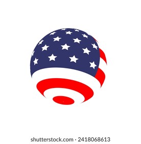 Vector illustration of a perfect ball with the image of the USA flag