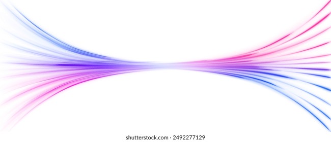 Ilustración vectorial para un efecto perfecto con destellos. Onda de sendero ligero, línea de traza de sendero de fuego, luces de coche, fibra óptica y curva de incandescencia. Ondas de neón verde luminoso PNG.