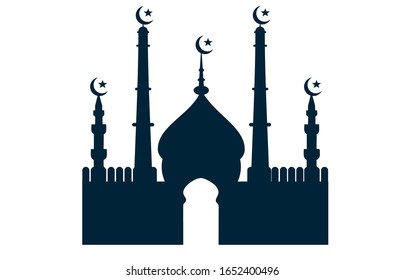 Vector illustration of a perfect Muslim Mosque Silhouette for design banners, changeable colors