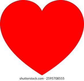 Vector illustration of a perfectly designed solid red heart silhouette. A symbol of love, romance, and passion, ideal for Valentine's Day, wedding designs, and romantic projects